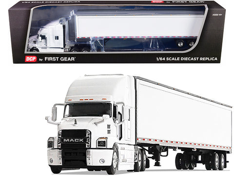 Mack Anthem Sleeper Cab with 53' Trailer White 1/64 Diecast Model by DCP/First Gear