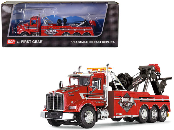 Kenworth T800 Day Cab Tow Truck with Miller Century 9055 Wrecker Red "Morgan Towing & Recovery" 1/64 Diecast Model by DCP/First Gear