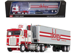 Kenworth K100 COE with 40' Vintage Refrigerated Trailer "Dickey Transport" White and Red 1/64 Diecast Model by DCP/First Gear