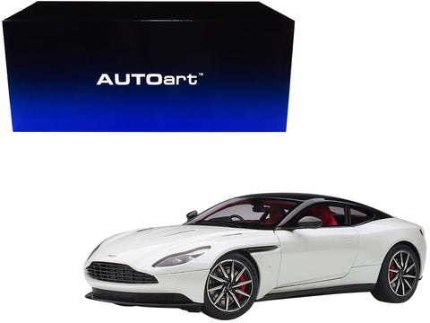 Aston Martin DB11 Morning Frost White Metallic with Black Top and Red Interior 1/18 Model Car by AUTOart