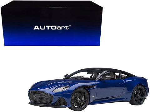 Aston Martin DBS Superleggera RHD (Right Hand Drive) Zaffre Blue Metallic with Carbon Top and Carbon Accents 1/18 Model Car by AUTOart
