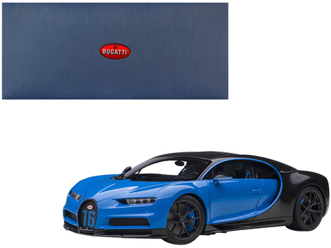 2019 Bugatti Chiron Sport French Racing Blue and Carbon 1/18 Model Car by AUTOart
