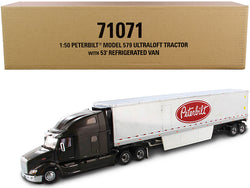 Peterbilt 579 UltraLoft Truck Tractor with 53' Refrigerated Van Legendary Black and Chrome "Transport Series" 1/50 Diecast Model by Diecast Masters