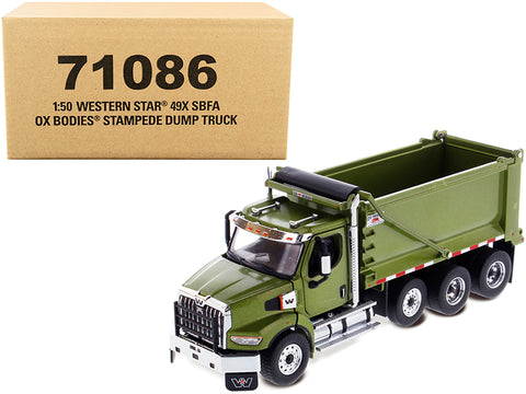 Western Star 49X SBFA OX Bodies Stampede Dump Truck Olive Green Metallic "Transport Series" 1/50 Diecast Model by Diecast Masters