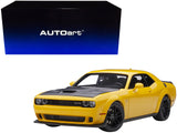 Dodge Challenger SRT Hellcat Widebody Yellow Jacket with Satin Black Hood 1/18 Model Car by AUTOart