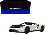 Ford GT Heritage Edition Prototype Wimbledon White with Antimatter Blue Hood and Stripe 1/18 Model Car by AUTOart