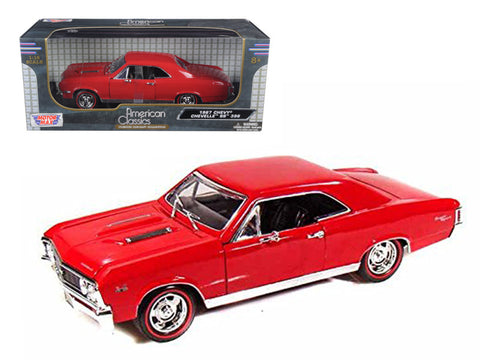 1967 Chevrolet Chevelle SS 396 Red with Black Stripes 1/18 Diecast Model Car by Motormax