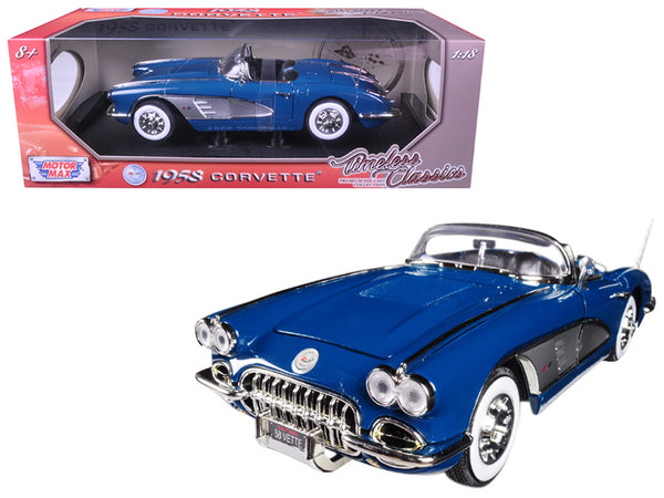 1958 Chevrolet Corvette Turquoise "Timeless Classics" 1/18 Diecast Model Car by Motormax