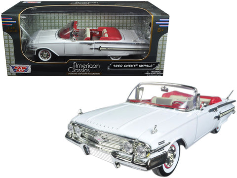 1960 Chevrolet Impala Convertible White 1/18 Diecast Model Car by Motormax