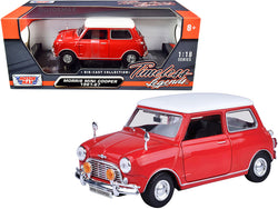 1961-1967 Morris Mini Cooper Red with White Top "Timeless Legends" 1/18 Diecast Model Car by Motormax