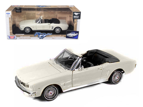 1964 1/2 Ford Mustang Convertible Cream 1/18 Diecast Model Car by Motormax