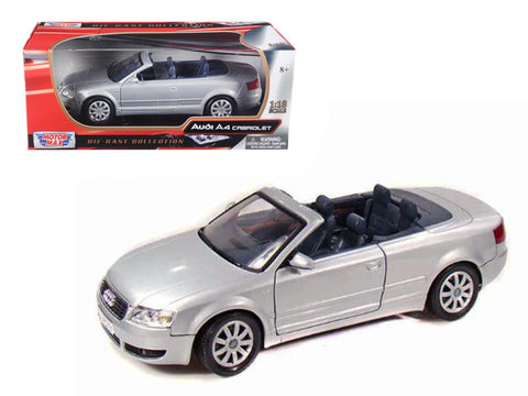 Audi A4 Silver Convertible 1/18 Diecast Model Car by Motormax