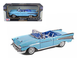 1957 Chevrolet Bel Air Convertible Light Blue 1/18 Diecast Model Car by Motormax