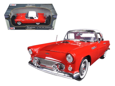1956 Ford Thunderbird Hardtop (Red with White Top) 1/18 Diecast Model Car by Motormax
