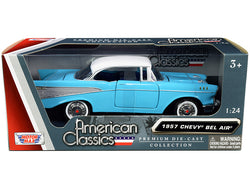 1957 Chevrolet Bel Air Light Blue with White Top "American Classics" 1/24 Diecast Model Car by Motormax
