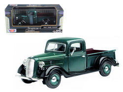 1937 Ford Pickup Truck Green and Black 1/24 Diecast Model by Motormax