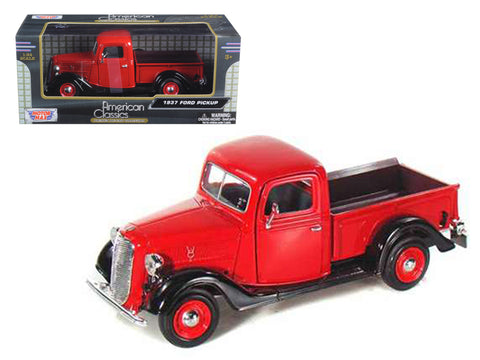 1937 Ford Pickup Truck Red and Black 1/24 Diecast Model by Motormax
