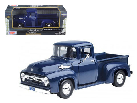 1956 Ford F-100 Pickup Blue 1/24 Diecast Model by Motormax