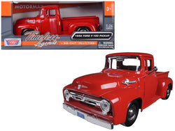 1956 Ford F-100 Pickup Red 1/24 Diecast Model by Motormax