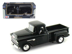 1955 Chevrolet 5100 Stepside Pickup Truck Black 1/24 Diecast Model by Motormax