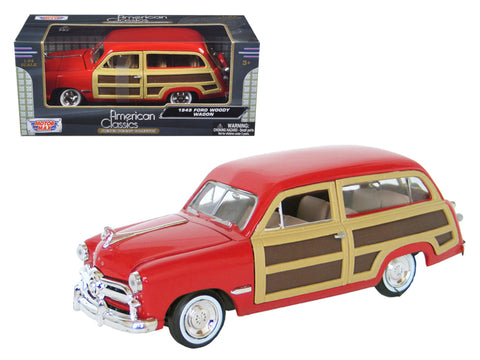 1949 Ford Woody Wagon Red 1/24 Diecast Model Car by Motormax