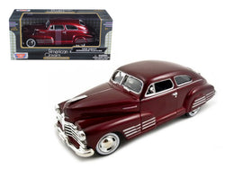 1948 Chevy Aerosedan Fleetline Dark Red Metallic 1/24 Diecast Model Car by Motormax