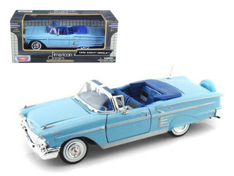 1958 Chevrolet Impala Blue 1/24 Diecast Model Car by Motormax