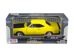 1969 Dodge Coronet Super Bee Yellow 1/24 Diecast Model Car by Motormax