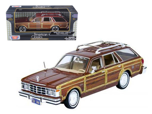 1979 Chrysler Lebaron Town and Country Wagon Burgundy 1/24 Diecast Model Car by Motormax