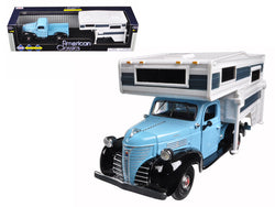 1941 Plymouth Pickup Truck Blue With Camper 1/24 Diecast Model by Motormax