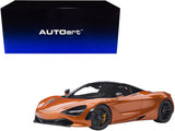 McLaren 720S Azores Orange Metallic with Black Top and Carbon Accents 1/18 Model Car by AUTOart