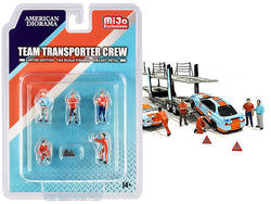 "Team Transporter Crew" (7 Piece Figure Set - 5 Figures and 2 Warning Triangles) for 1/64 Scale Models by American Diorama