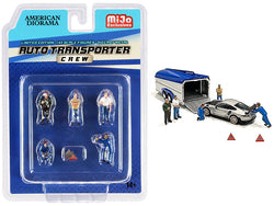 "Auto Transporter Crew" (7 Piece Figure Set - 5 Figures and 2 Warning Triangles) for 1/64 Scale Models by American Diorama"