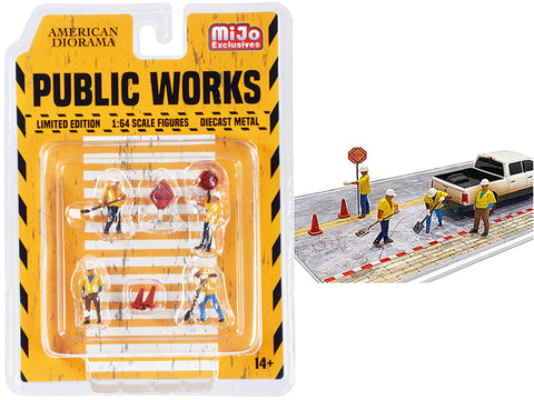 "Public Works" (7 Piece Figure Set - 4 Figures and 3 Accessories) for 1/64 Scale Models by American Diorama