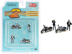 "Motomania 2" (4 Piece Diorama Set - 2 Figures and 2 Motorcycles) for 1/64 Scale Models by American Diorama