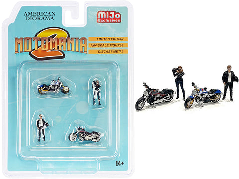 "Motomania 2" (4 Piece Diorama Set - 2 Figures and 2 Motorcycles) for 1/64 Scale Models by American Diorama