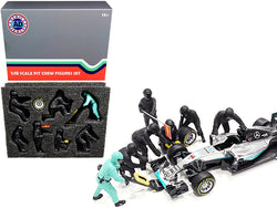 "Formula One F1 Pit Crew" (7 Figure Set) Team Black Release #1 for 1/18 Scale Models by American Diorama
