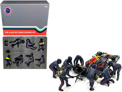 "Formula One F1 Pit Crew" (7 Accessory Figure Set) Team Blue Release #2 for 1/18 Scale Models by American Diorama