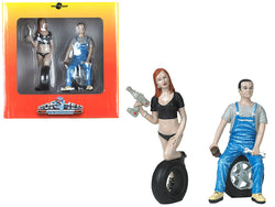 Michele and Derek Tire Brigade (2 Piece Figure Set) 1/18 by Motorhead Miniatures