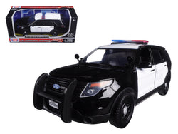 2015 Ford Interceptor Utility Unmarked Black and White Car 1/24 Diecast Model Car by Motormax