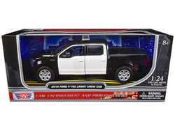 2019 Ford F-150 Lariat Crew Cab Pickup Truck Unmarked Plain Black and White "Law Enforcement and Public Service" Series 1/24 Diecast Model by Motormax
