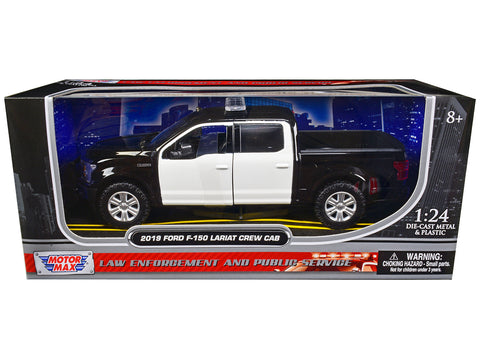 2019 Ford F-150 Lariat Crew Cab Pickup Truck Unmarked Plain Black and White "Law Enforcement and Public Service" Series 1/24 Diecast Model by Motormax