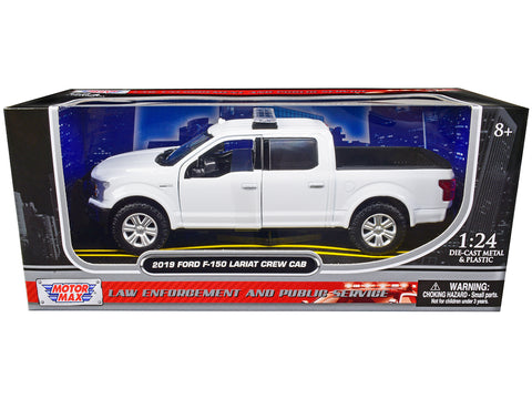 2019 Ford F-150 Lariat Crew Cab Pickup Truck Unmarked Plain White "Law Enforcement and Public Service" Series 1/24 Diecast Model by Motormax