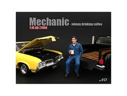 "Mechanic" Johnny Drinking Coffee Figure For 1:18 Diecast Models by American Diorama