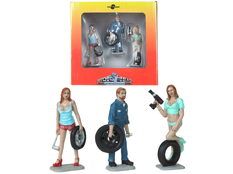 Michelle, Meg and Gary Tire Brigade (3 Piece Figure Set) 1/24 by Motorhead Miniatures