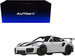 Porsche 911 (991.2) GT2 RS Weissach Package White with Carbon Stripes 1/18 Model Car by AUTOart