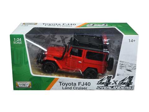 Toyota FJ40 Land Cruiser Red "4x4 Overlanders" Series 1/24 Diecast Model by Motormax