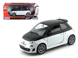 Fiat Abarth 500 White/Black 1/18 Diecast Model Car by Motormax