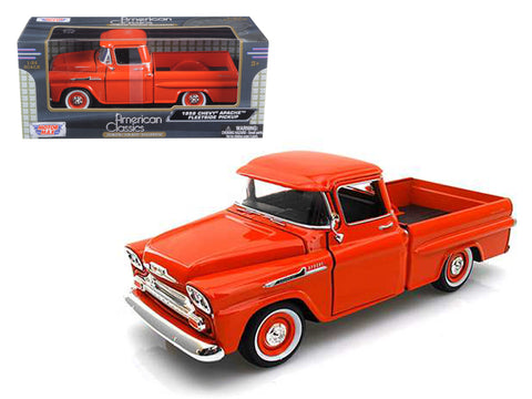 1958 Chevrolet Apache Fleetside Pickup Orange 1/24 Diecast Model by Motormax