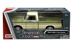 1969 Ford F-100 Pickup Truck Light Green and Cream 1/24 Diecast Model by Motormax
